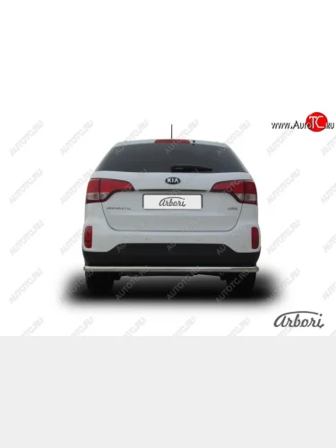 Защита заднего бампера Arbori (длинная, нержавейка, 1 труба d57 mm). KIA Sorento XM рестайлинг (2012-2015)