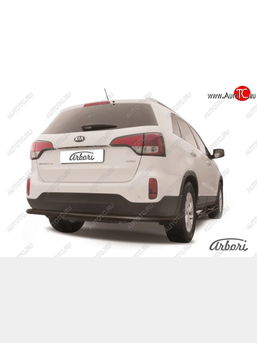 Защита заднего бампера Arbori (длинная, черная, 1 труба d57 mm). KIA Sorento XM рестайлинг (2012-2015)  в Керчи Республика Крым