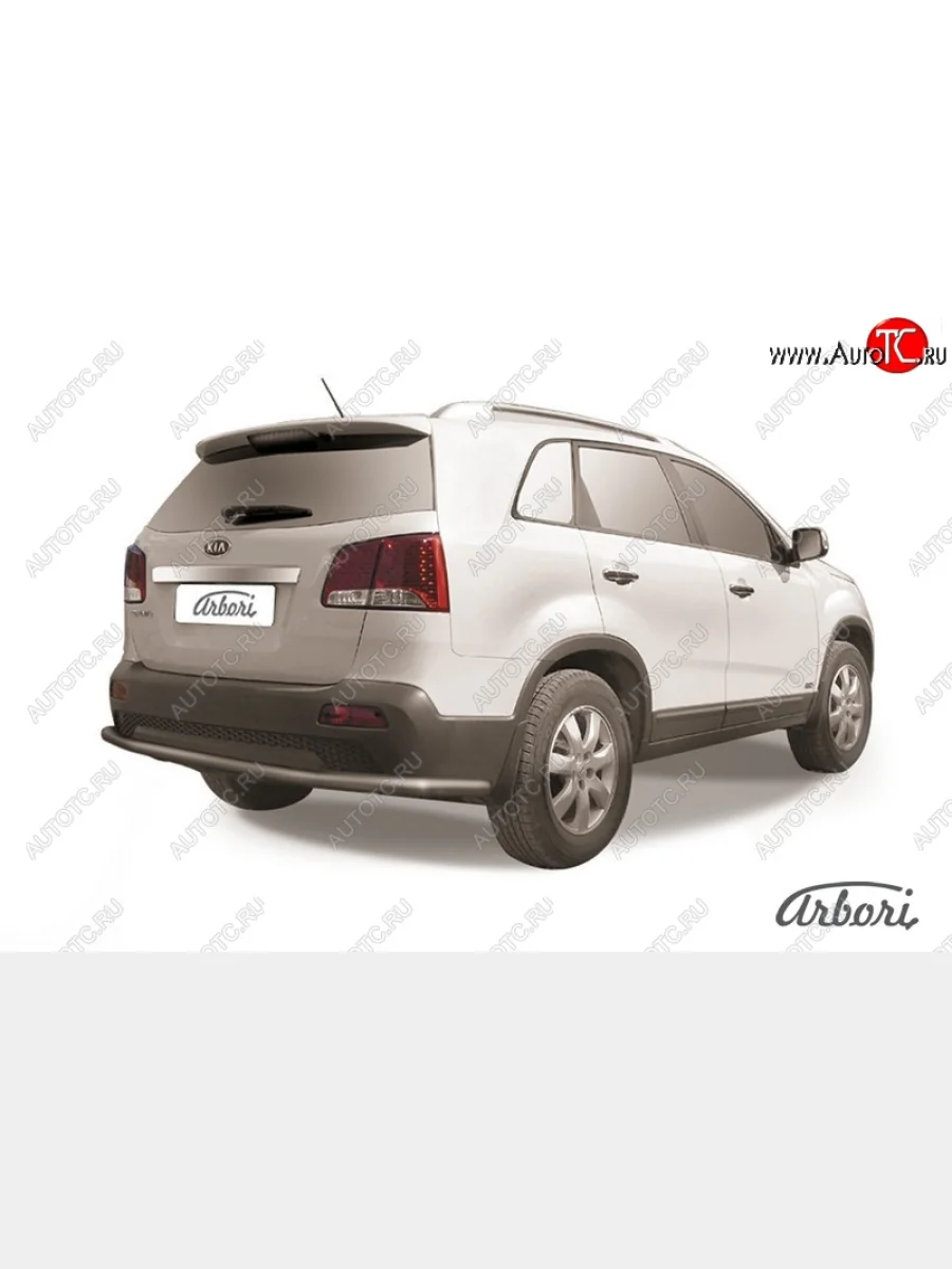 Защита заднего бампера Arbori (длинная, черная, 1 труба d57 mm). KIA Sorento XM дорестайлинг (2009-2012)  в Керчи Республика Крым