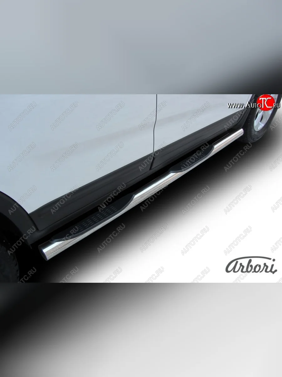 Защита штатных порогов Arbori (с проступью, нержавейка, d76 mm).  KIA Sorento (2012-2015) XM  в Самаре Самарской области