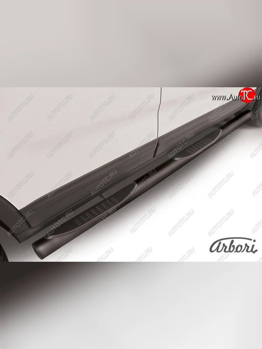 Защита штатных порогов Arbori (с проступью, черная, d76 mm). KIA Sorento XM рестайлинг (2012-2015)  в Керчи Республика Крым