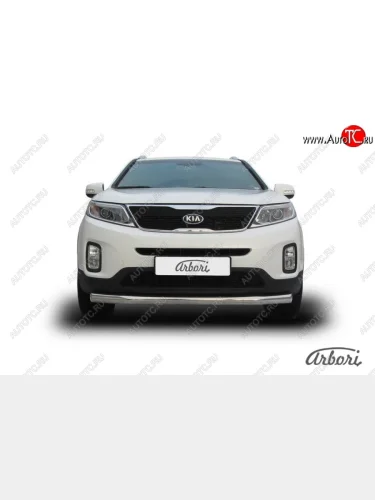 Защита переднего бампера Arbori (нержавейка, 1 труба d76 mm). KIA Sorento XM рестайлинг (2012-2015)