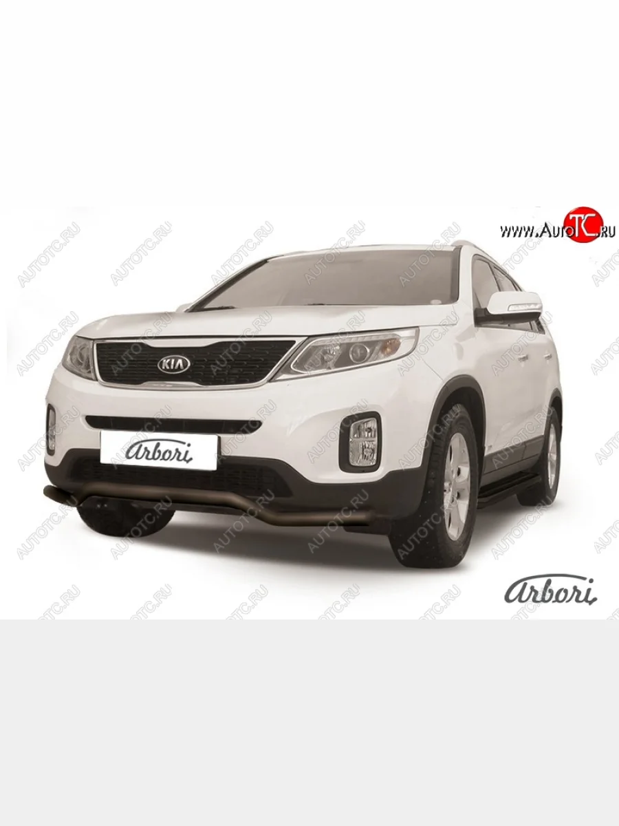 Защита переднего бампера Arbori (волна, черная, 1 труба d57 mm). KIA Sorento XM рестайлинг (2012-2015)  в Керчи Республика Крым