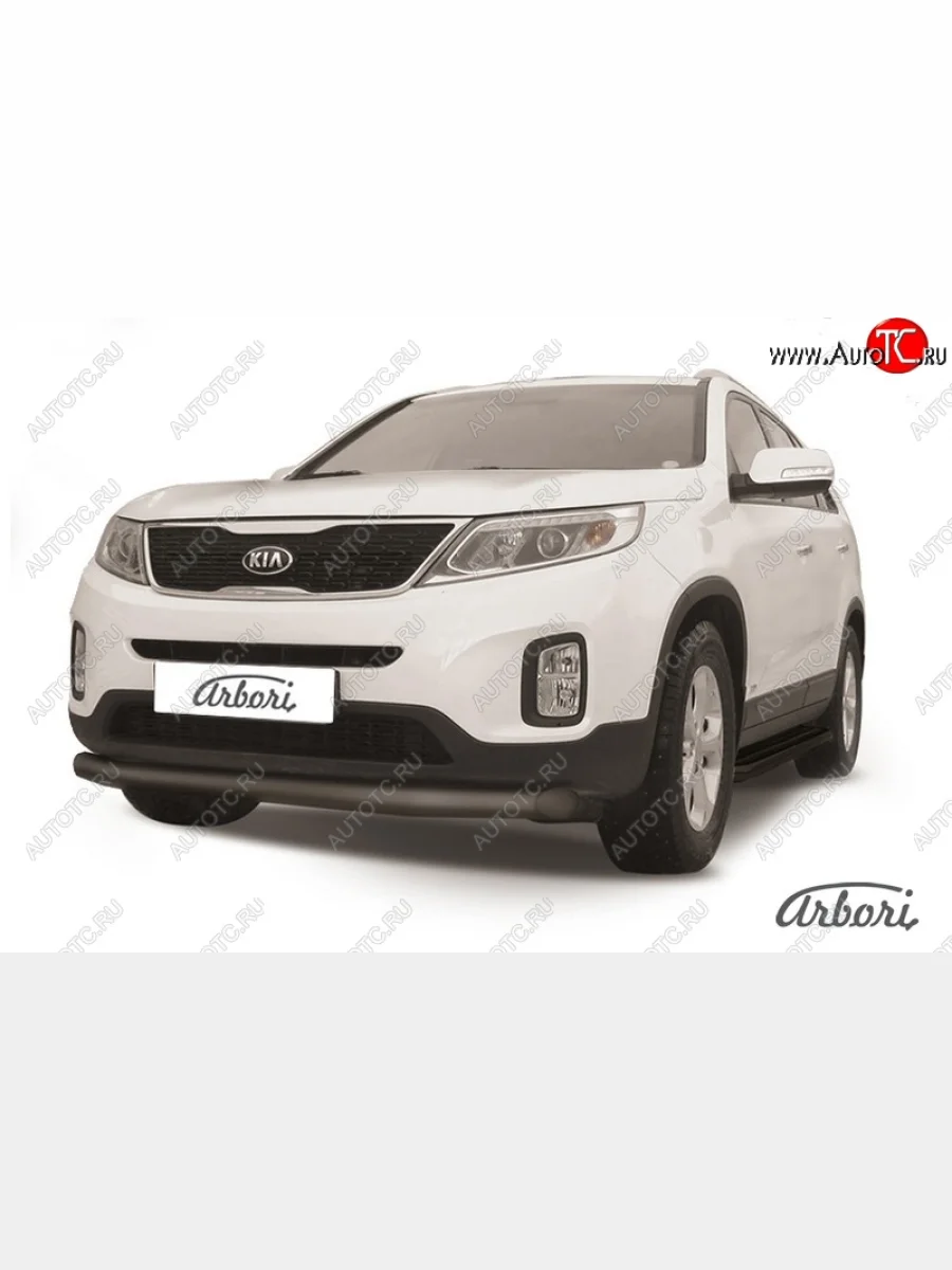 Защита переднего бампера Arbori (черная, 1 труба d76 mm). KIA Sorento XM рестайлинг (2012-2015)  в Керчи Республика Крым