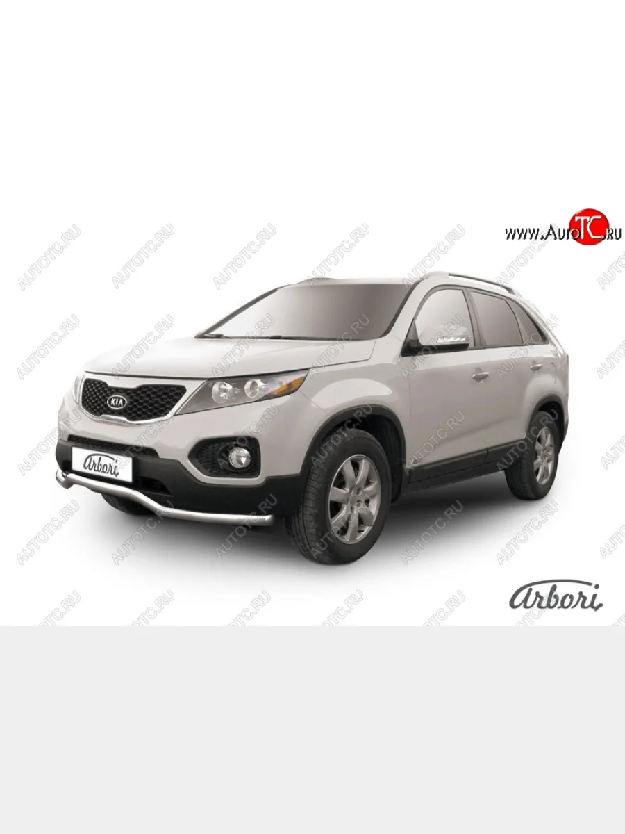 Защита переднего бампера Arbori (волна, нержавейка, 1 труба d57 mm). KIA Sorento XM дорестайлинг (2009-2012)  в Самаре Самарской области