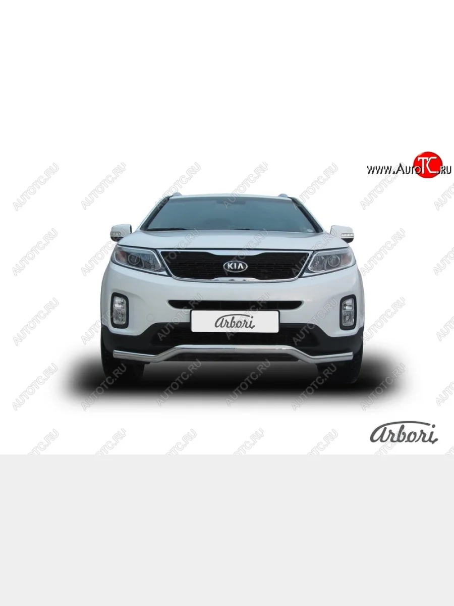 Защита переднего бампера Arbori (волна, нержавейка, 1 труба d57 mm). KIA Sorento XM рестайлинг (2012-2015)  в Керчи Республика Крым