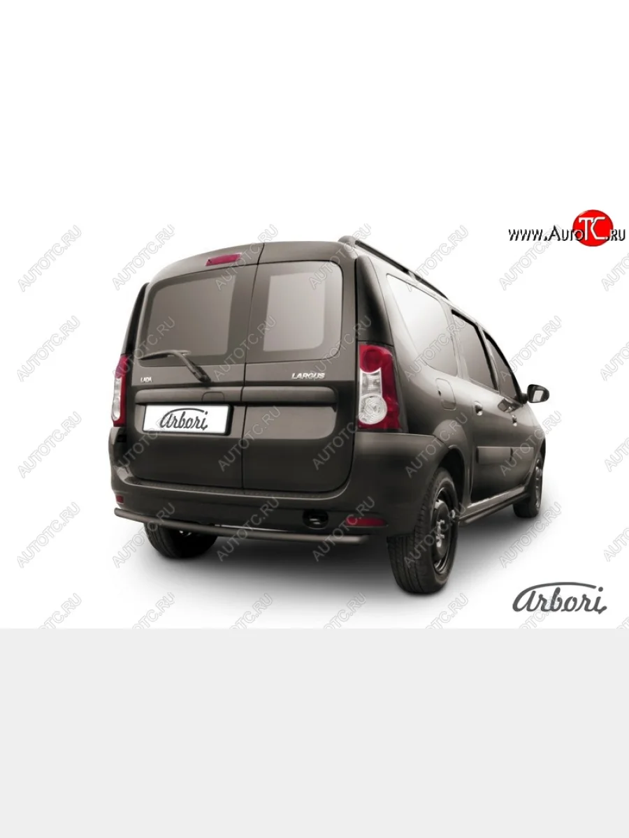 Защита заднего бампера Arbori (черная, 1 труба d42 mm). Лада ВАЗ Ларгус дорестайлинг R90 (2012-2021)  с доставкой в г. Керчь