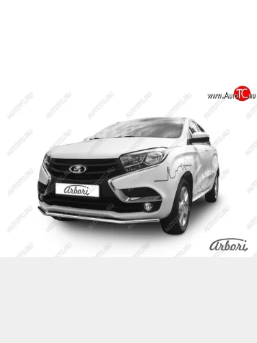 Защита переднего бампера Arbori (нержавейка, 1 труба d42 mm). Лада ВАЗ XRAY (2016-2022)