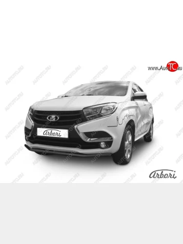 Защита переднего бампера Arbori (черная, 1 труба d42 mm). Лада ВАЗ XRAY (2016-2022)