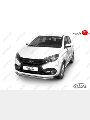 Защита переднего бампера Arbori (нержавейка, 1 труба d57 mm). Лада ВАЗ XRAY (2016-2022)