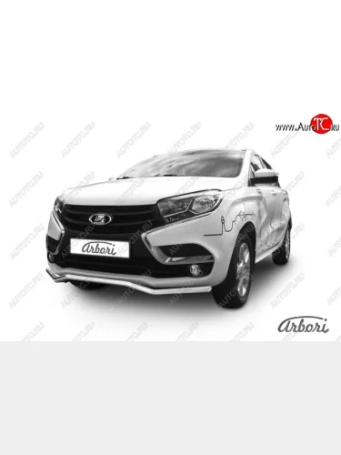 Защита переднего бампера Arbori (волна, нержавейка, 1 труба d42 mm). Лада ВАЗ XRAY (2016-2022)