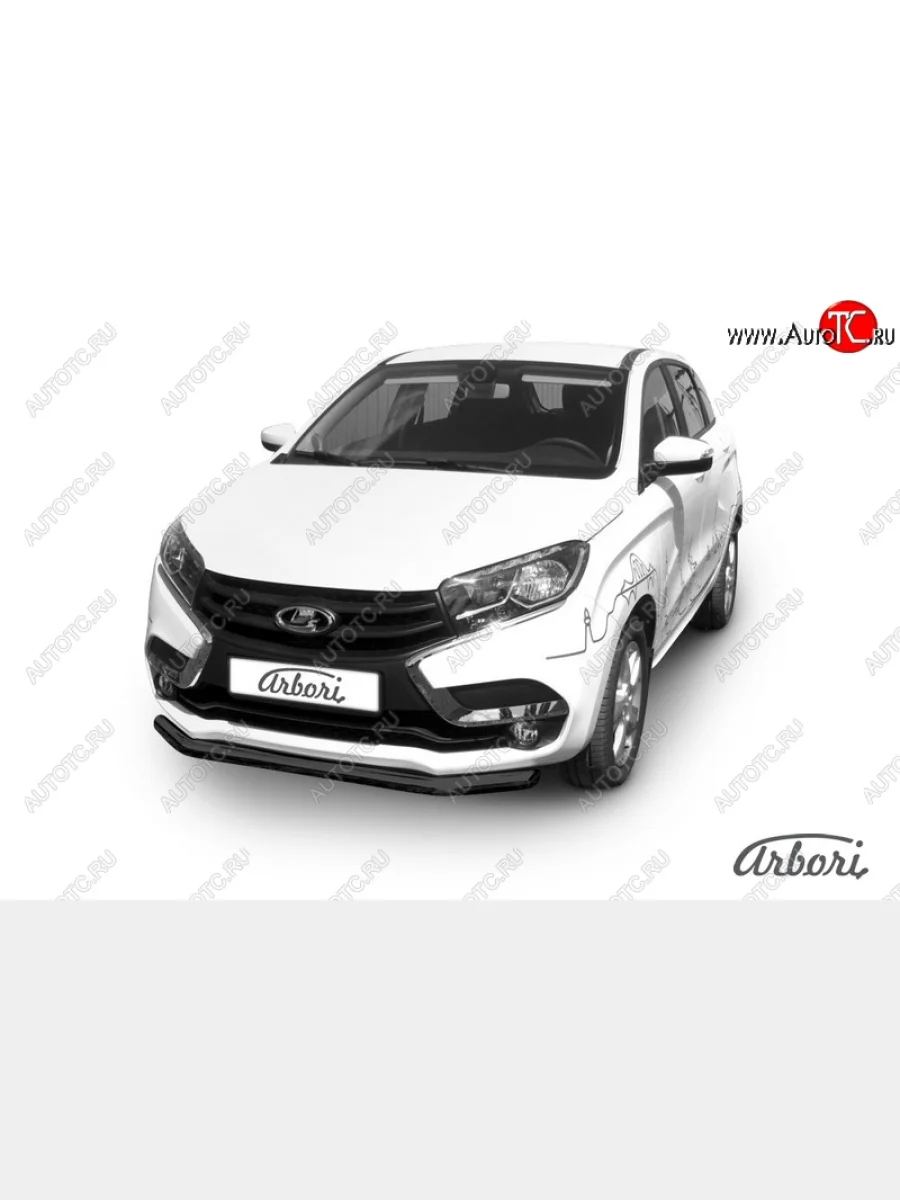 Защита переднего бампера Arbori (черная, 1 труба d57 mm). Лада ВАЗ XRAY (2016-2022)  в Самаре Самарской области