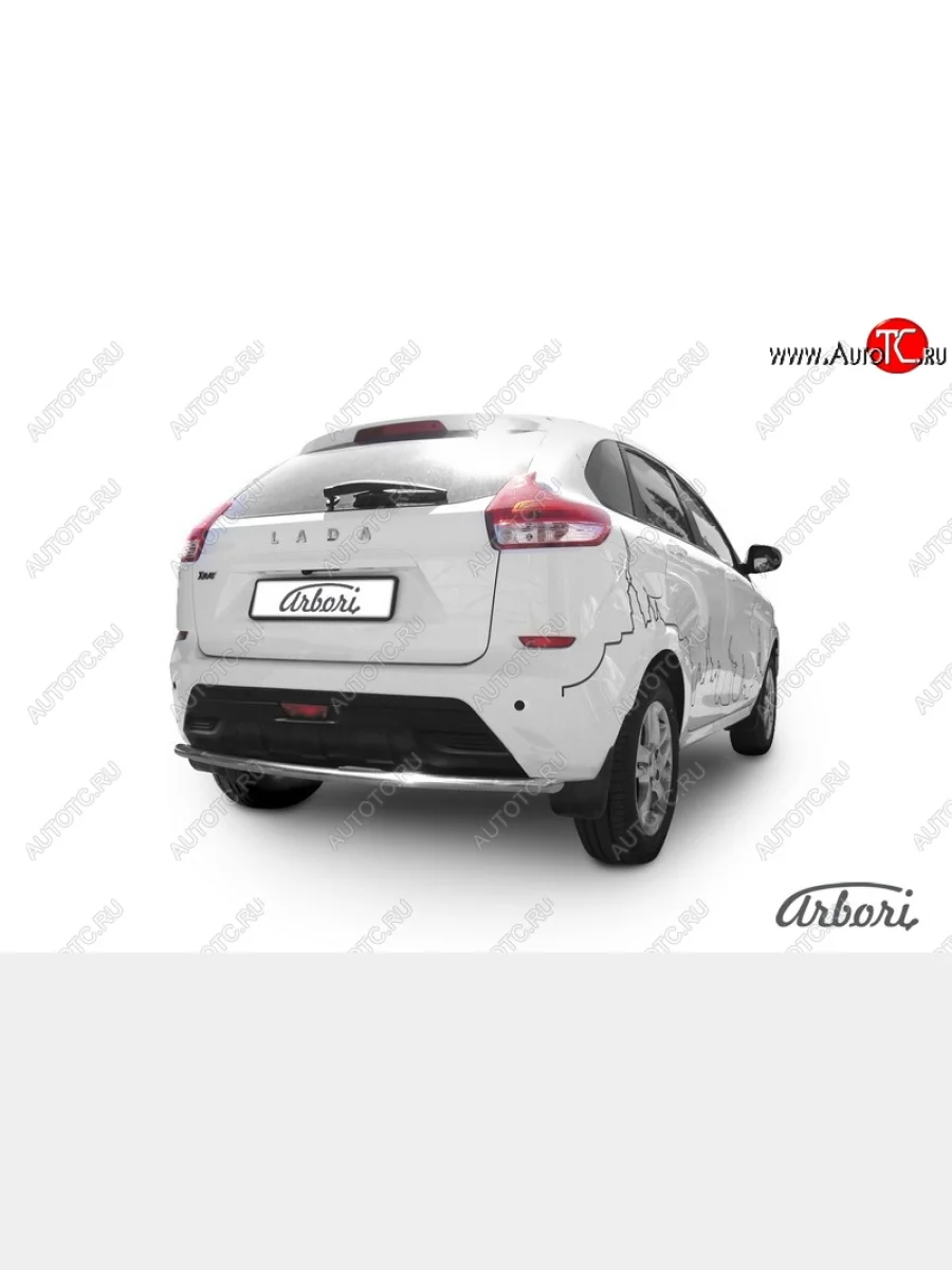 Защита заднего бампера Arbori (нержавейка, 1 труба d42 mm). Лада ВАЗ XRAY (2016-2022)  с доставкой в г. Пермь