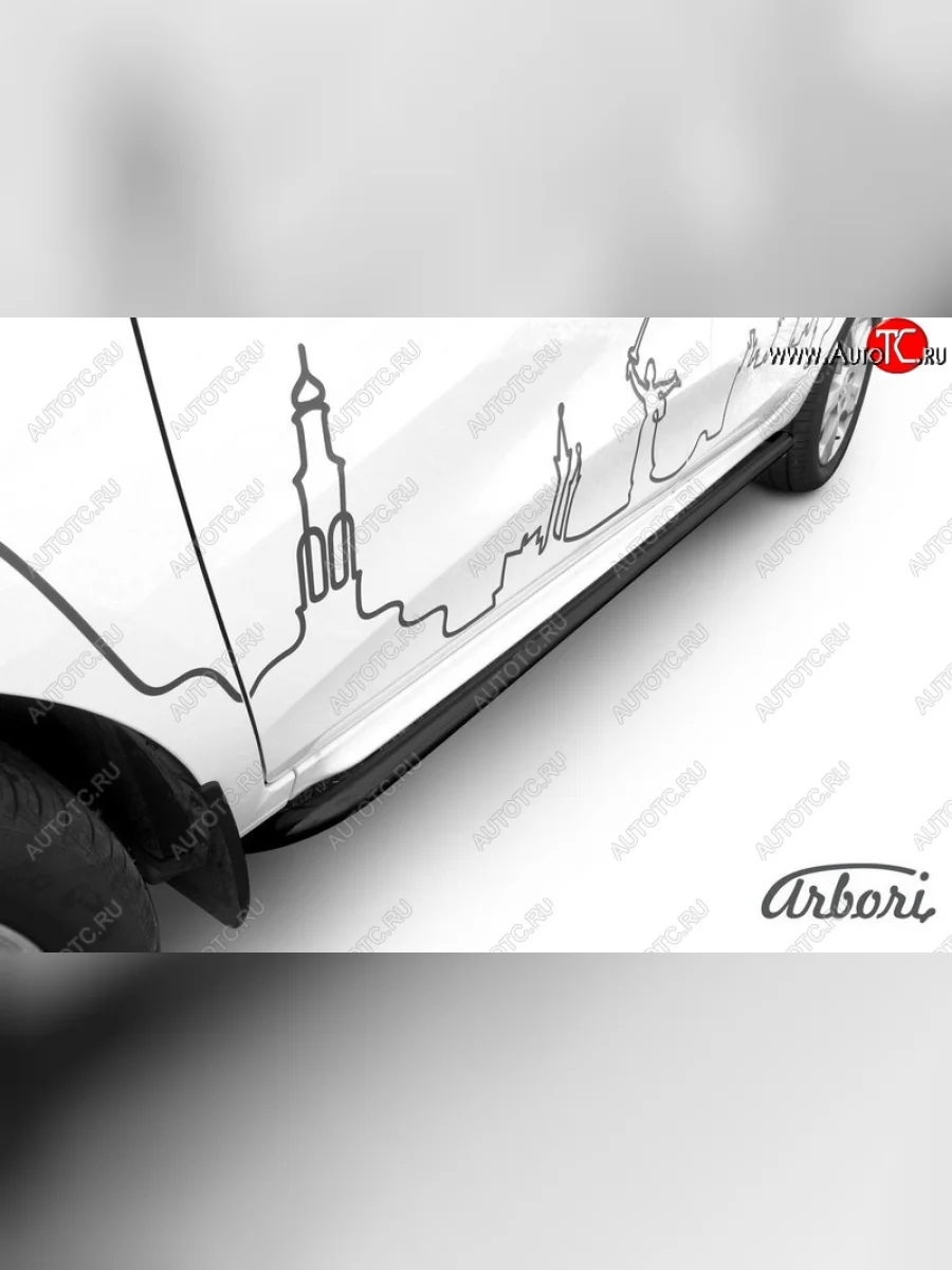 Защита штатных порогов Arbori (с гибами, черная, d42 mm). Лада ВАЗ XRAY (2016-2022)  в Керчи Республика Крым