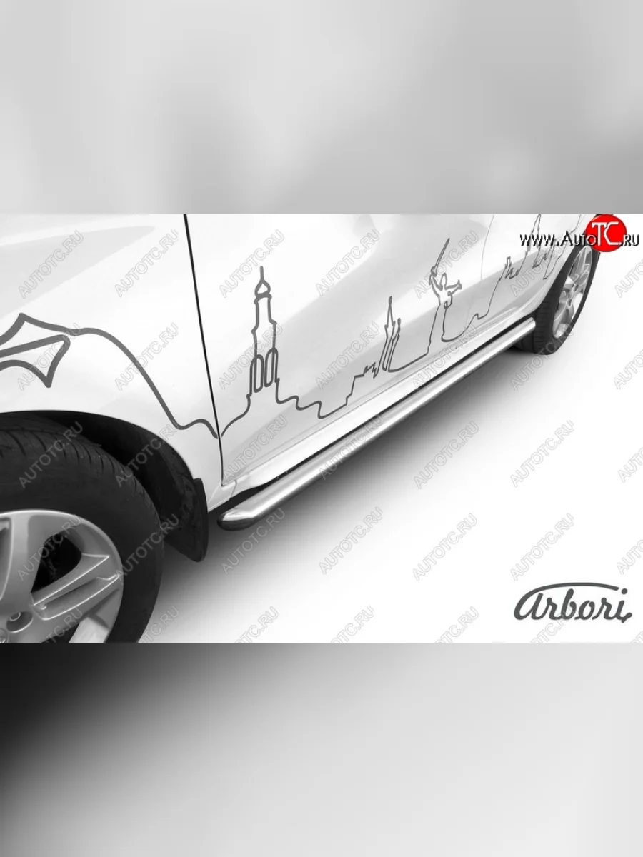 Защита штатных порогов Arbori (нержавейка, d57 mm). Лада ВАЗ XRAY (2016-2022)  в Перми Пермском крае