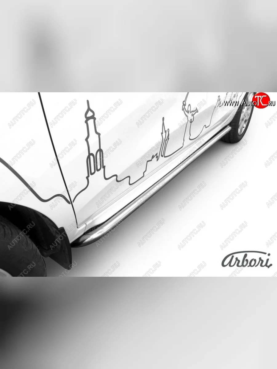 Защита штатных порогов Arbori (с гибами, нержавейка, d42 mm). Лада ВАЗ XRAY (2016-2022)  в Керчи Республика Крым