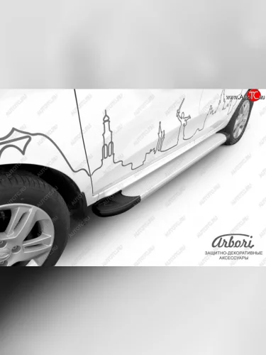 Порожки для ног Arbori Optima Silver Лада ВАЗ XRAY (2016-2022)