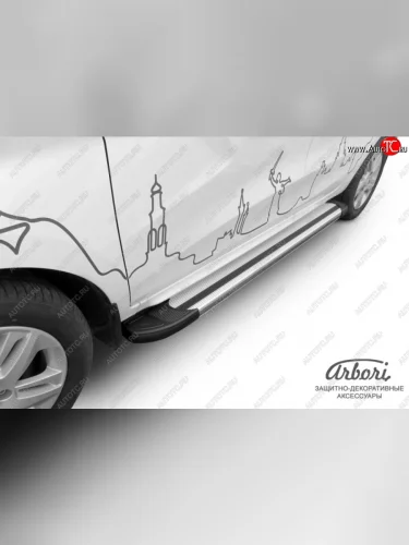Порожки для ног Arbori Luxe Silver Лада ВАЗ XRAY (2016-2022)
