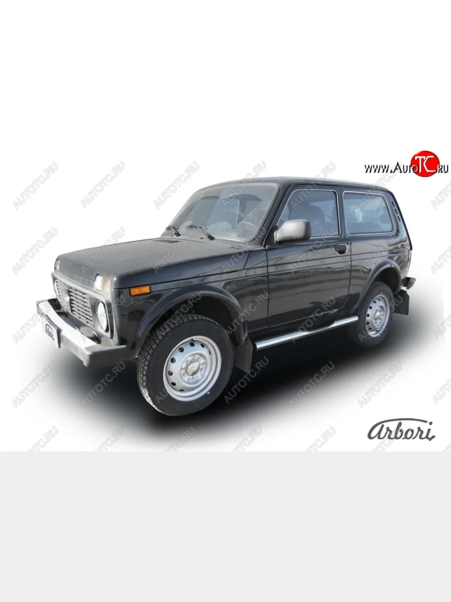 Защита штатных порогов (с проступью, нержавейка, d76 mm) Arbori Лада ВАЗ Нива 4х4 2121 3 дв. дорестайлинг (1977-2019)  в Перми Пермском крае