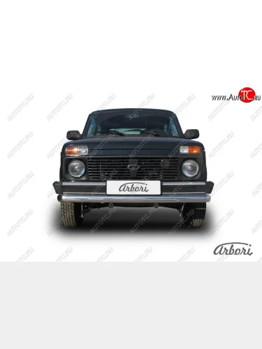 Защита переднего бампера (нержавейка, 1 труба d76 mm) Arbori Лада ВАЗ нива 4х4 2121 (Legend) 3 дв. 2-ой рестайлинг (2021-2025)