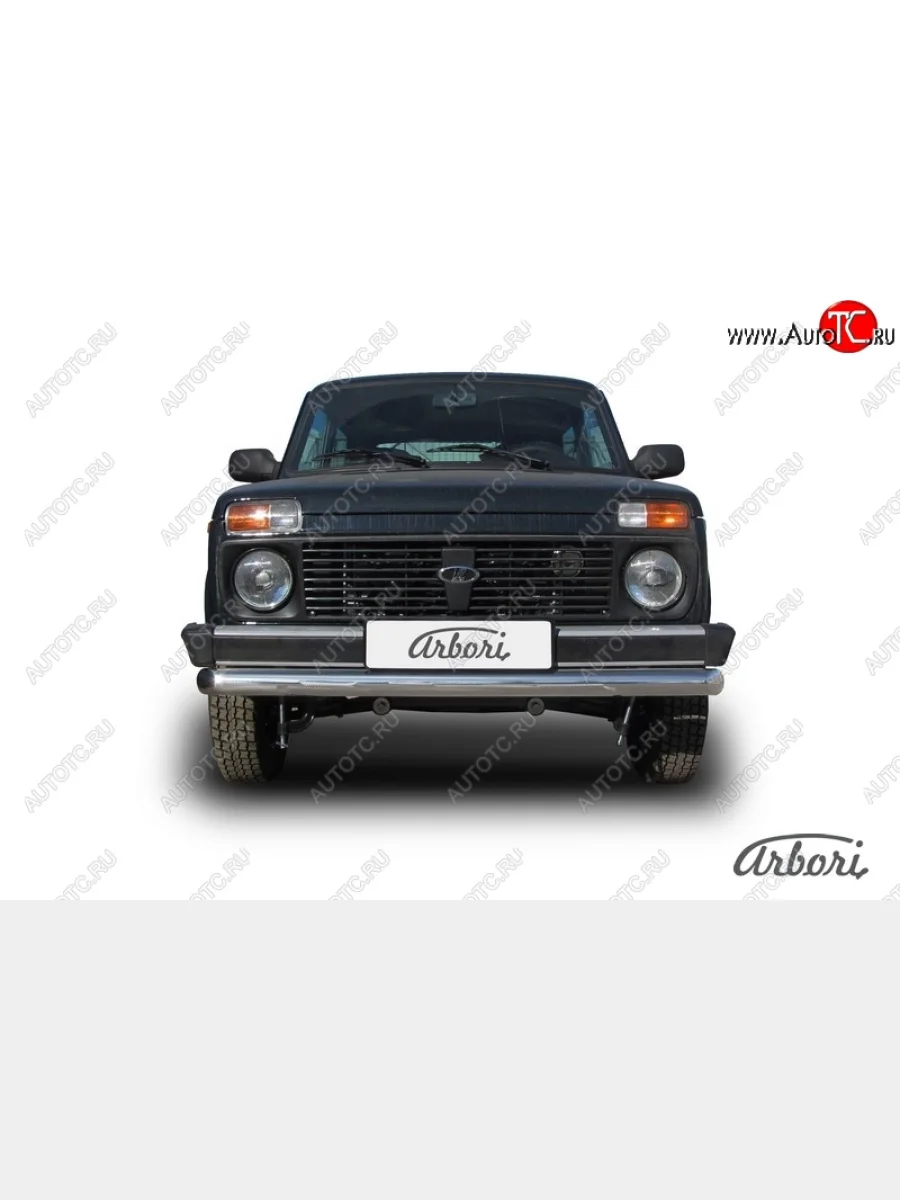 Защита переднего бампера (нержавейка, 1 труба d76 mm) Arbori Лада ВАЗ нива 4х4 2121 (Legend) 3 дв. 2-ой рестайлинг (2021-2025)  в Керчи Республика Крым