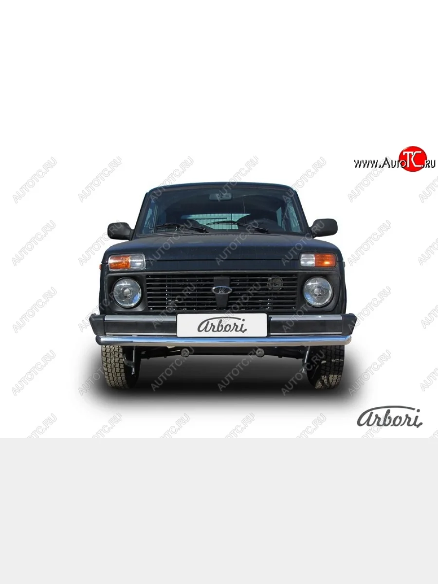 Защита переднего бампера (нержавейка, 1 труба d57 mm) Arbori Лада ВАЗ нива 4х4 2121 3 дв. 1-ый рестайлинг (2019-2021)  в Керчи Республика Крым