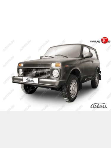 Защита переднего бампера (черная, 1 труба d57 mm) Arbori Лада ВАЗ нива 4х4 2121 (Legend) 3 дв. 2-ой рестайлинг (2021-2025)