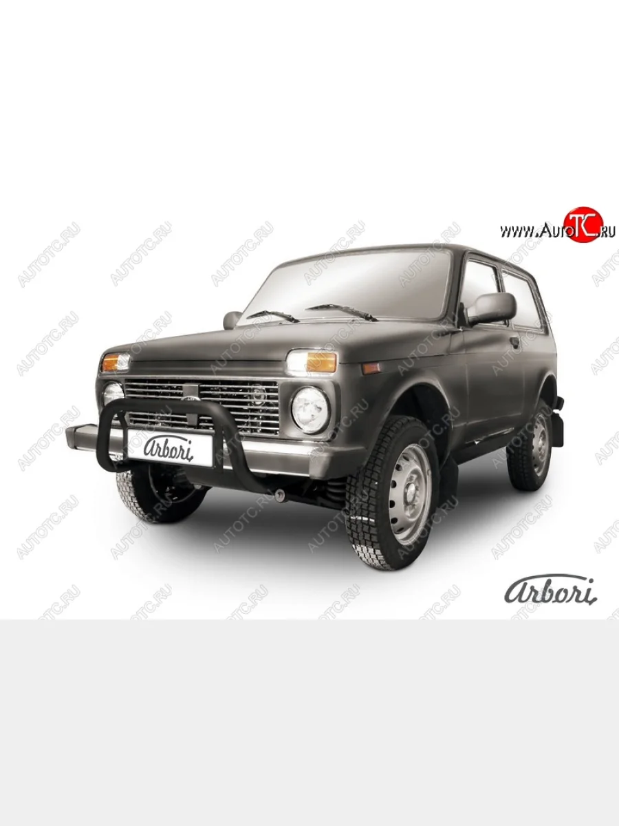 Защита переднего бампера (низкая, черная, 1 труба d57 mm) Arbori Лада ВАЗ нива 4х4 2121 3 дв. 1-ый рестайлинг (2019-2021)  в Керчи Республика Крым