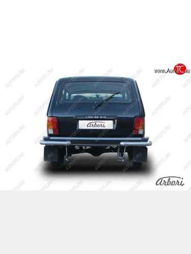 Защита заднего бампера (уголки, нержавейка, 1 труба d57 mm) Arbori Лада ВАЗ Нива 4х4 2121 3 дв. дорестайлинг (1977-2019)