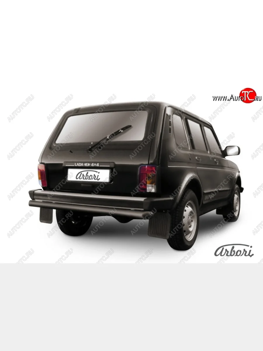 Защита заднего бампера Arbori (черная, 1 труба d57 mm). Лада ВАЗ нива 4х4 2131 5 дв. дорестайлинг (1993-2019)  в Самаре Самарской области