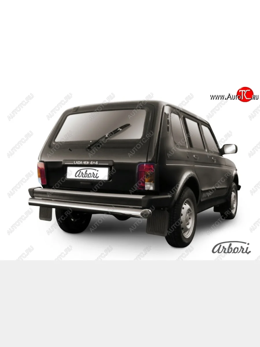 Защита заднего бампера Arbori (нержавейка, 1 труба d76 mm). Лада ВАЗ нива 4х4 2131 5 дв. дорестайлинг (1993-2019)  с доставкой в г. Керчь