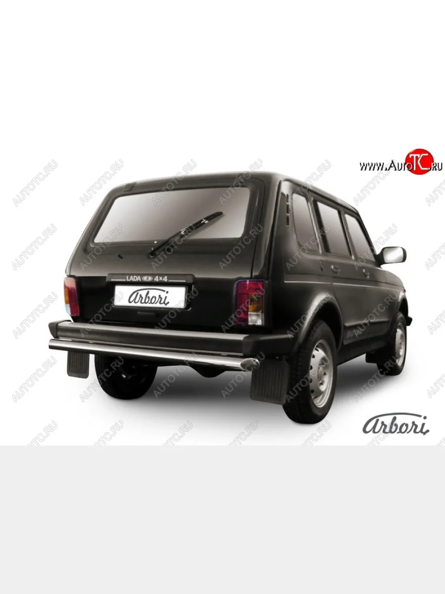 Защита заднего бампера Arbori (нержавейка, 1 труба d57 mm). Лада ВАЗ нива 4х4 2131 5 дв. дорестайлинг (1993-2019)  с доставкой в г. Керчь