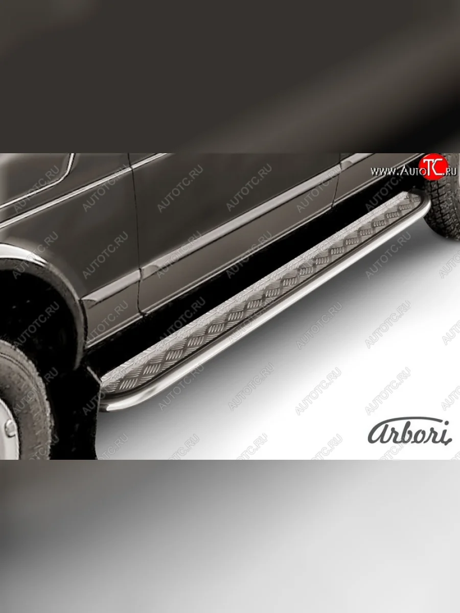 Защита штатных порогов с листом Arbori (труба - нержавейка d42, лист - алюминий)  Лада ВАЗ нива 4х4 (1993-2019) 2131  в Самаре Самарской области