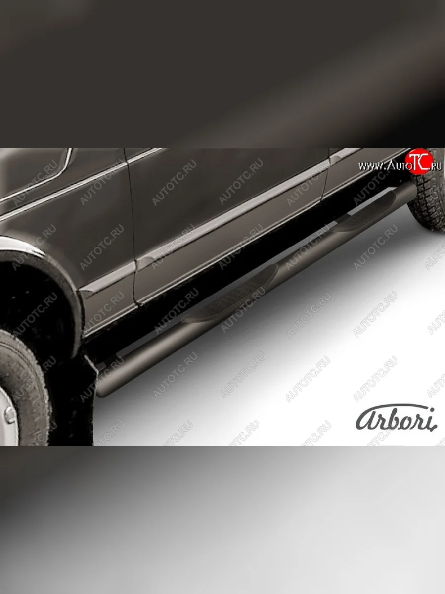 Защита штатных порогов Arbori (с проступью, черная, d76 mm). Лада ВАЗ нива 4х4 2131 5 дв. дорестайлинг (1993-2019)  в Перми Пермском крае