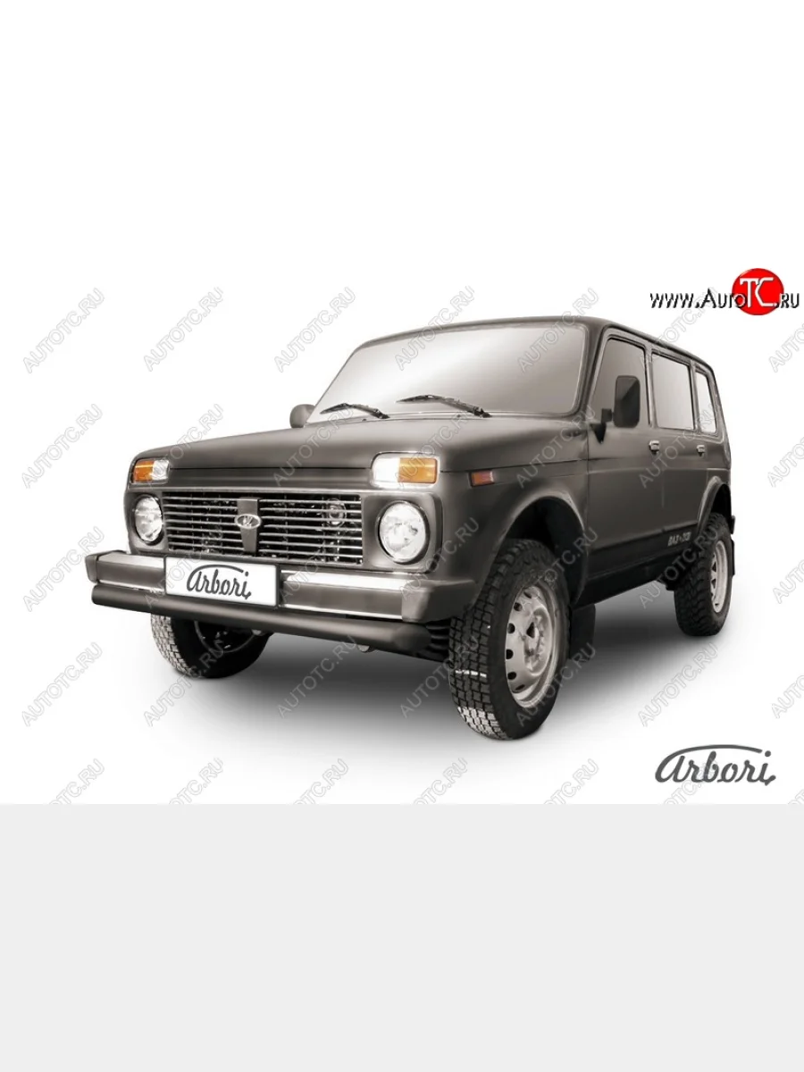 Защита переднего бампера Arbori (черная, 1 труба d76 mm).  Лада ВАЗ нива 4х4 (1993-2019) 2131, 2121-80  в Самаре Самарской области