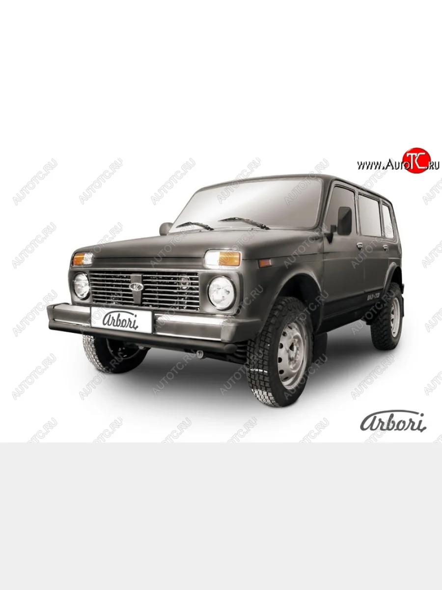 Защита переднего бампера Arbori (черная, 1 труба d57 mm).  Лада ВАЗ нива 4х4 (1993-2019) 2131, 2121-80  в Самаре Самарской области