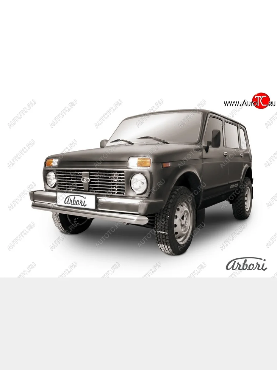 Защита переднего бампера Arbori (нержавейка, 1 труба d76 mm). Лада ВАЗ нива 4х4 2121-80 ФОРА (1995-2011)  в Керчи Республика Крым