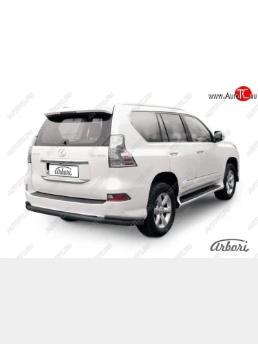 Защита заднего бампера Arbori (черная, 2 трубы d76 и 42 mm). Lexus GX460 J150 1-ый рестайлинг (2013-2019)