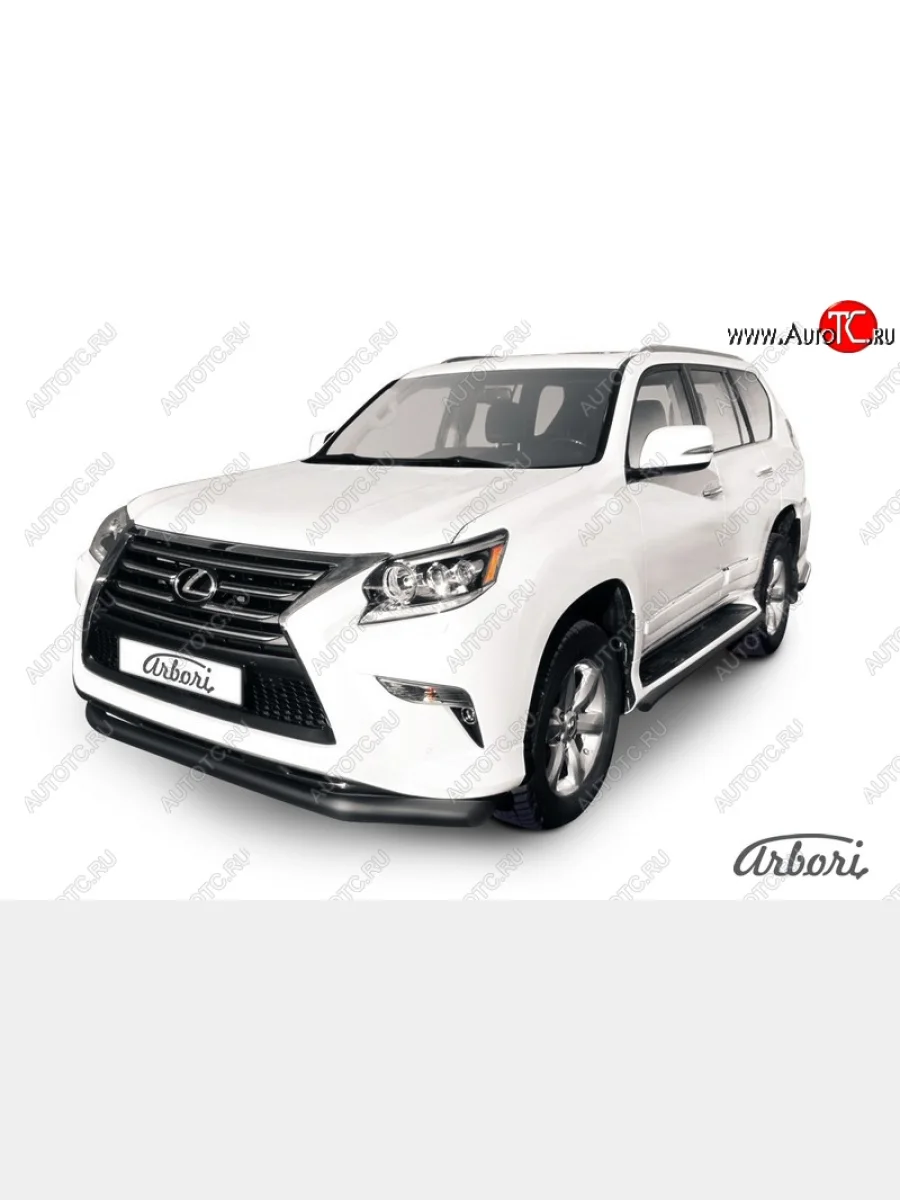 Защита переднего бампера Arbori (черная, 1 труба d76 mm). Lexus GX460 J150 1-ый рестайлинг (2013-2019)  с доставкой в г. Керчь