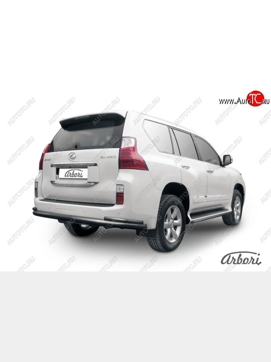 Защита заднего бампера Arbori (черная, 2 трубы d76 и 42 mm). Lexus GX460 J150 дорестайлинг (2009-2013)  в Самаре Самарской области
