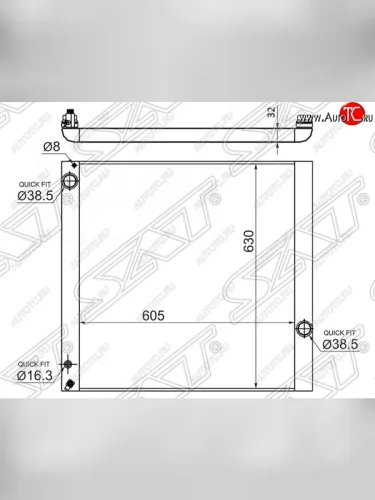 Радиатор двигателя SAT (пластинчатый, 4.2/4.4, МКПП/АКПП) Land Rover Range Rover 3 L322 дорестайлинг (2002-2006)