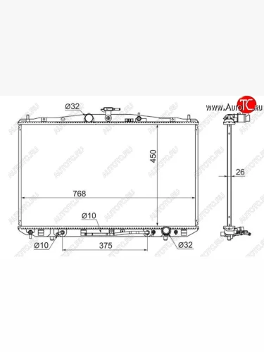 Радиатор двигателя SAT (пластинчатый, МКПП/АКПП) Lexus RX270 AL10 дорестайлинг (2010-2012)
