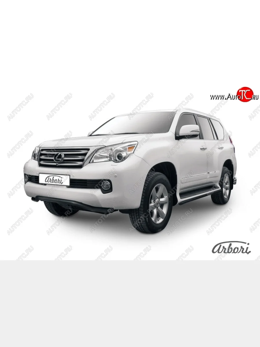 Защита переднего бампера Arbori (волна, черная, 1 труба d57 mm). Lexus GX460 J150 дорестайлинг (2009-2013)  с доставкой в г. Керчь