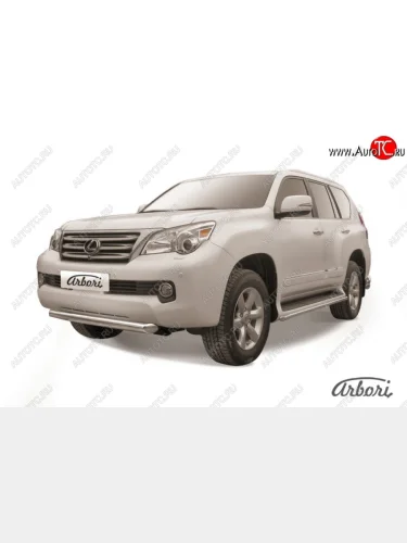 Защита переднего бампера Arbori (черная, 1 труба d76 mm). Lexus GX460 J150 дорестайлинг (2009-2013)
