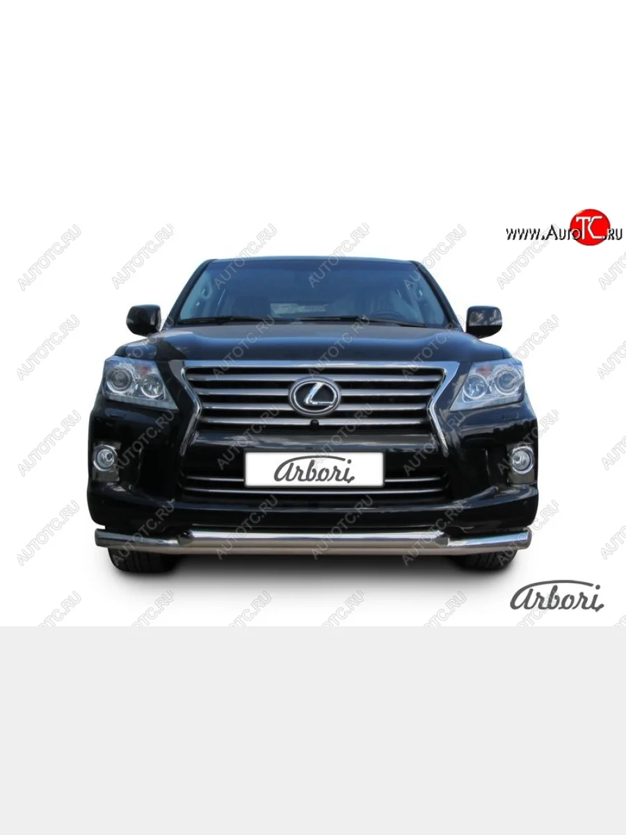 Защита переднего бампера Arbori (нержавейка, 2 трубы d76 mm) Lexus LX570 J200 1-ый рестайлинг (2012-2015)  с доставкой в г. Пермь