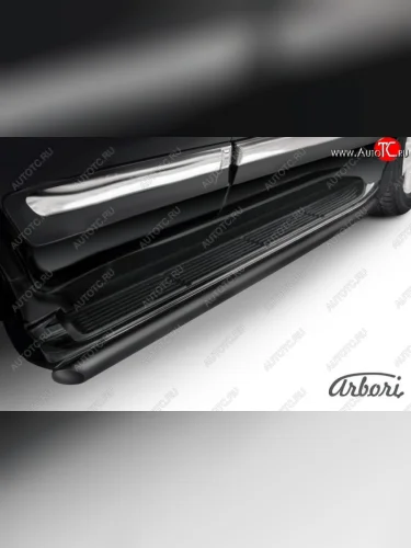 Защита штатных порогов Arbori (черная, d57 mm). Lexus LX570 J200 1-ый рестайлинг (2012-2015)