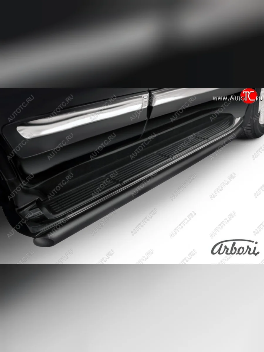 Защита штатных порогов Arbori (черная, d57 mm). Lexus LX570 J200 1-ый рестайлинг (2012-2015)  в Перми Пермском крае