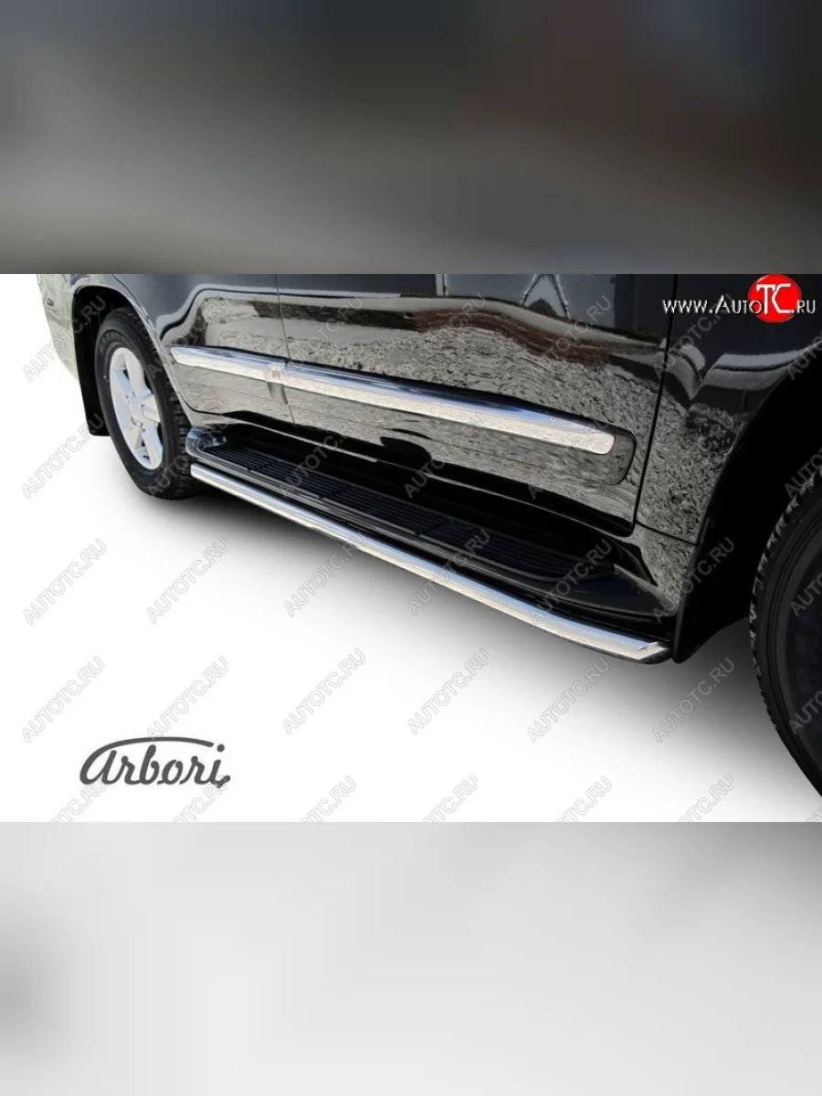 Защита штатных порогов Arbori (нержавейка, d42 mm). Lexus LX570 J200 1-ый рестайлинг (2012-2015)  в Керчи Республика Крым