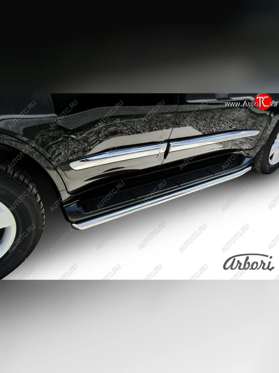 Защита штатных порогов Arbori (нержавейка, d57 mm). Lexus LX570 J200 1-ый рестайлинг (2012-2015)  с доставкой в г. Керчь