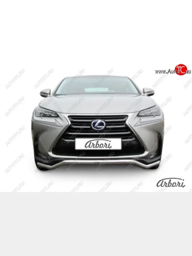 Защита переднего бампера Arbori (волна, нержавейка, 1 труба d57 mm). Lexus NX300h Z10 дорестайлинг (2014-2017)
